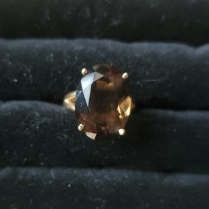 14k gold smoky quartz ring